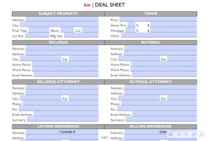 Deal sheet